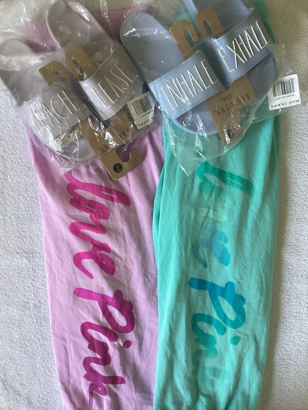 Victoria’s Secret LOVE PINK Ombré Campus Crop Joggers Rae Dunn Beach Slides